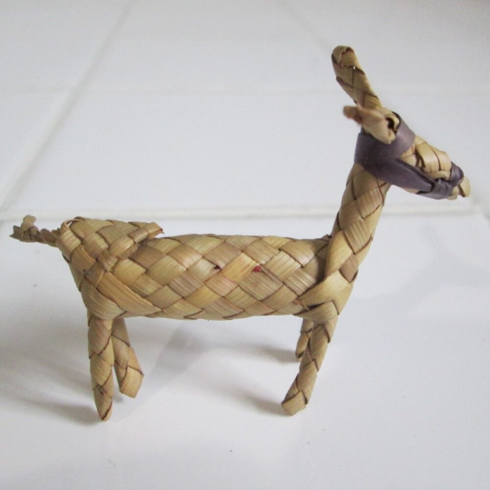 Vintage Mexican Folk Art Straw/Rattan Woven Minature Donkey / Mule 2x2